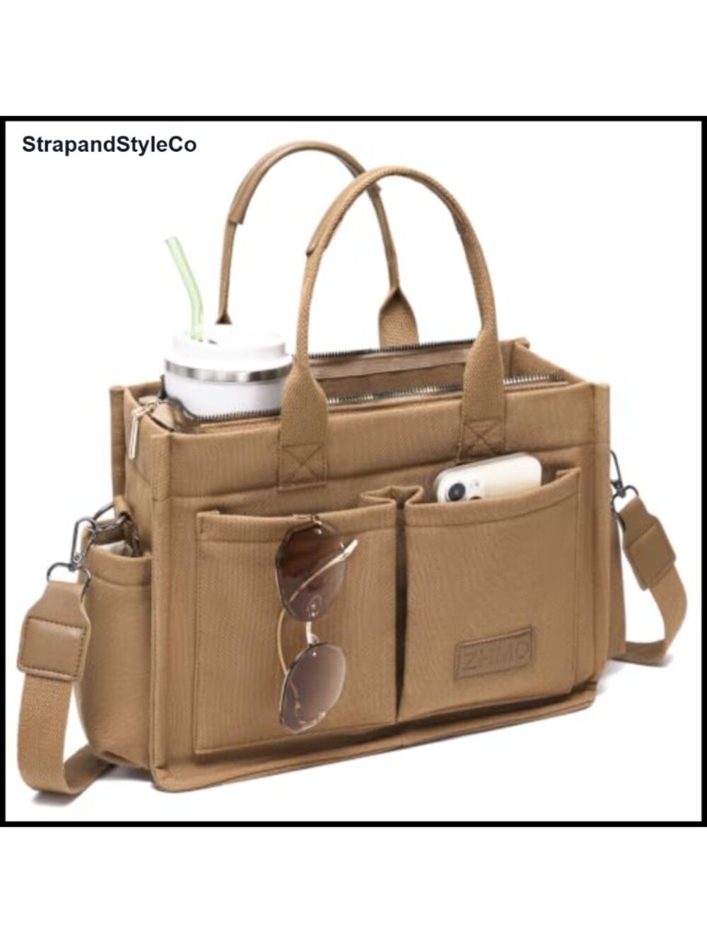 Canvas Tote Bag Crossbody Work Laptop Bag Large Handbag Travel Nurse Teacher